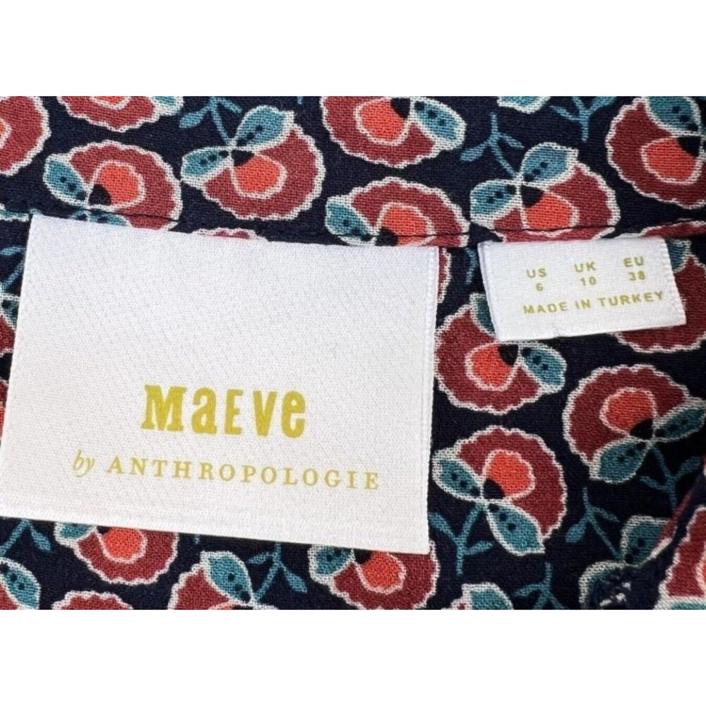 MAEVE by ANTHROPOLOGIE Multicolored Sz 6 Button Up JANIE FLOUNCED PEASANT Blouse - Picture 7 of 8